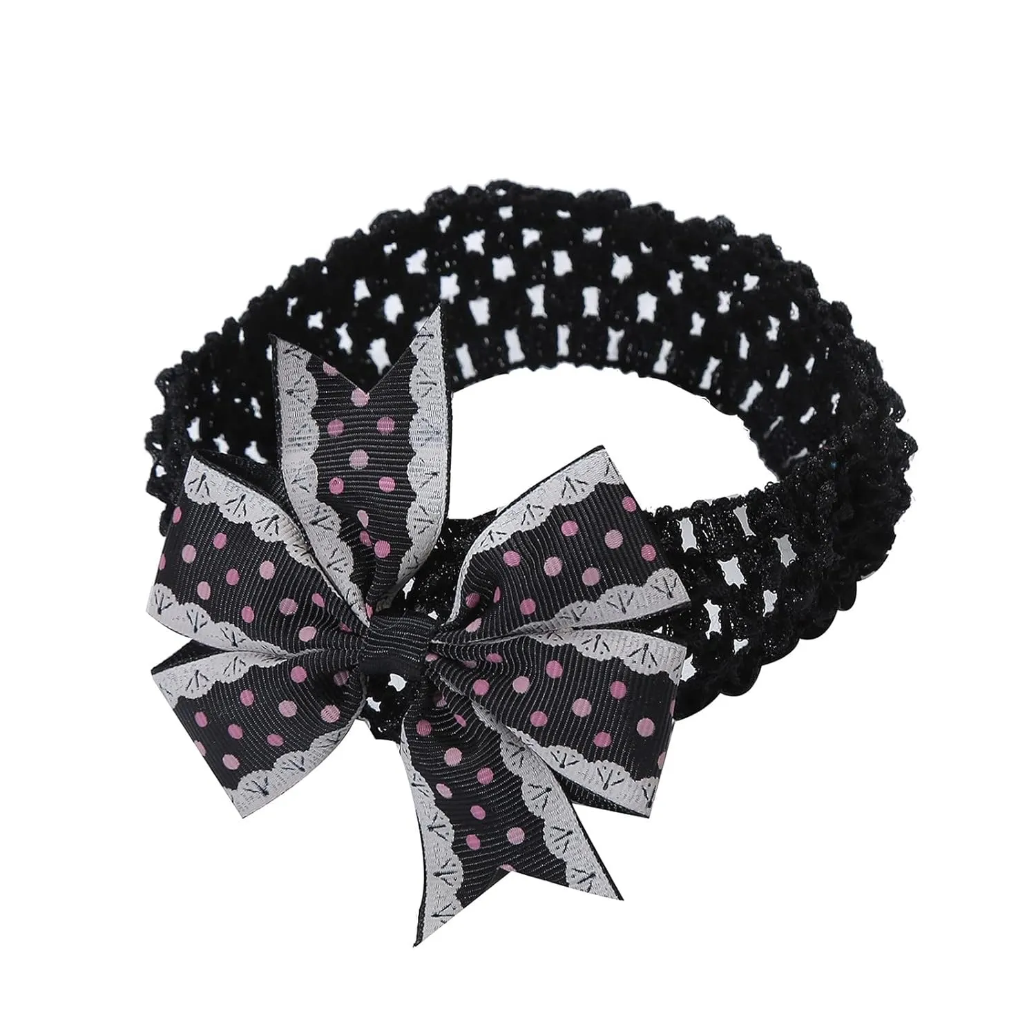 Baby Fashion Headwrap Toddler Baby Girls Headband Dot Prints Bowknot Elastic Hair Band For Infant Yoga (Black, One Size)