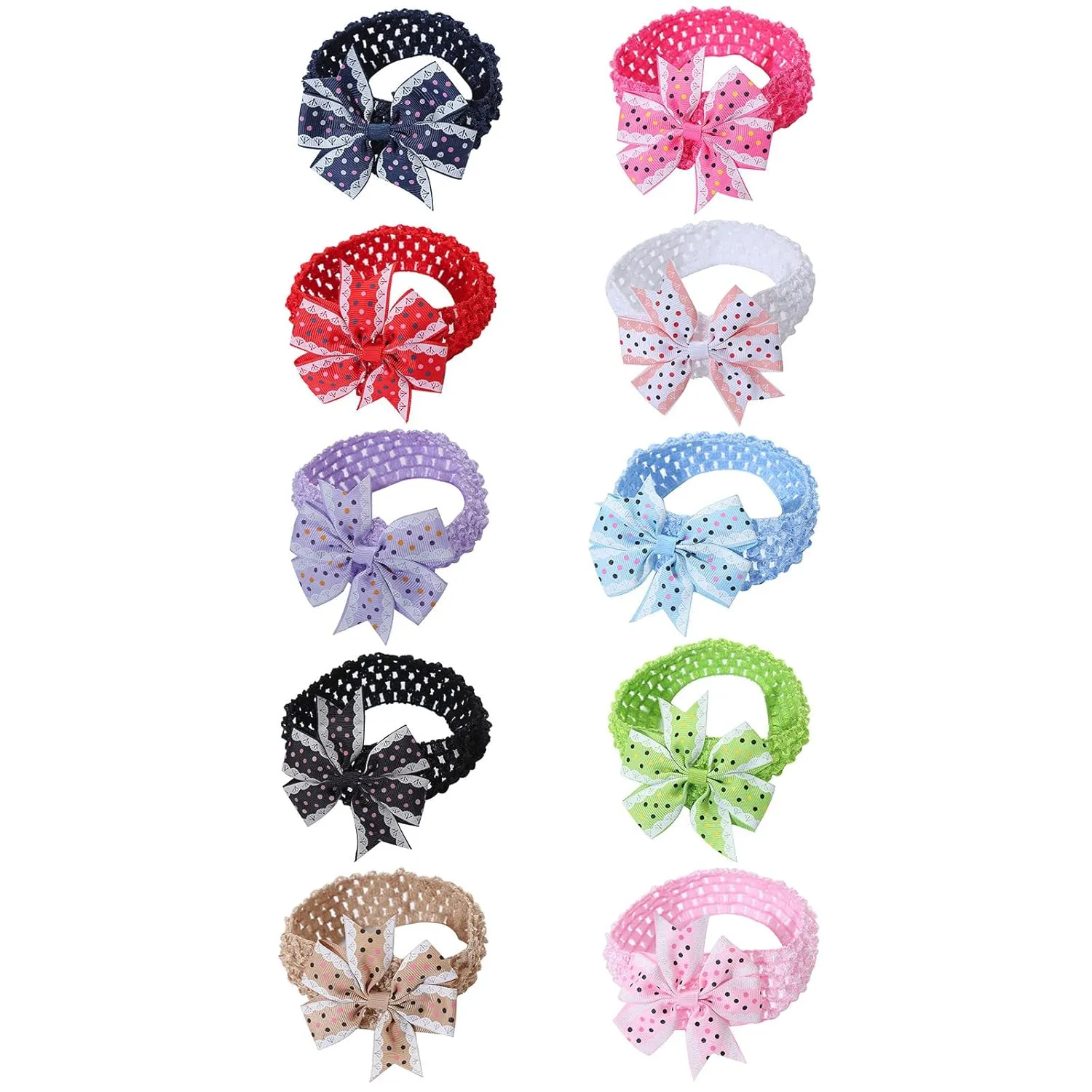 Baby Fashion Headwrap Toddler Baby Girls Headband Dot Prints Bowknot Elastic Hair Band For Infant Yoga (Black, One Size)