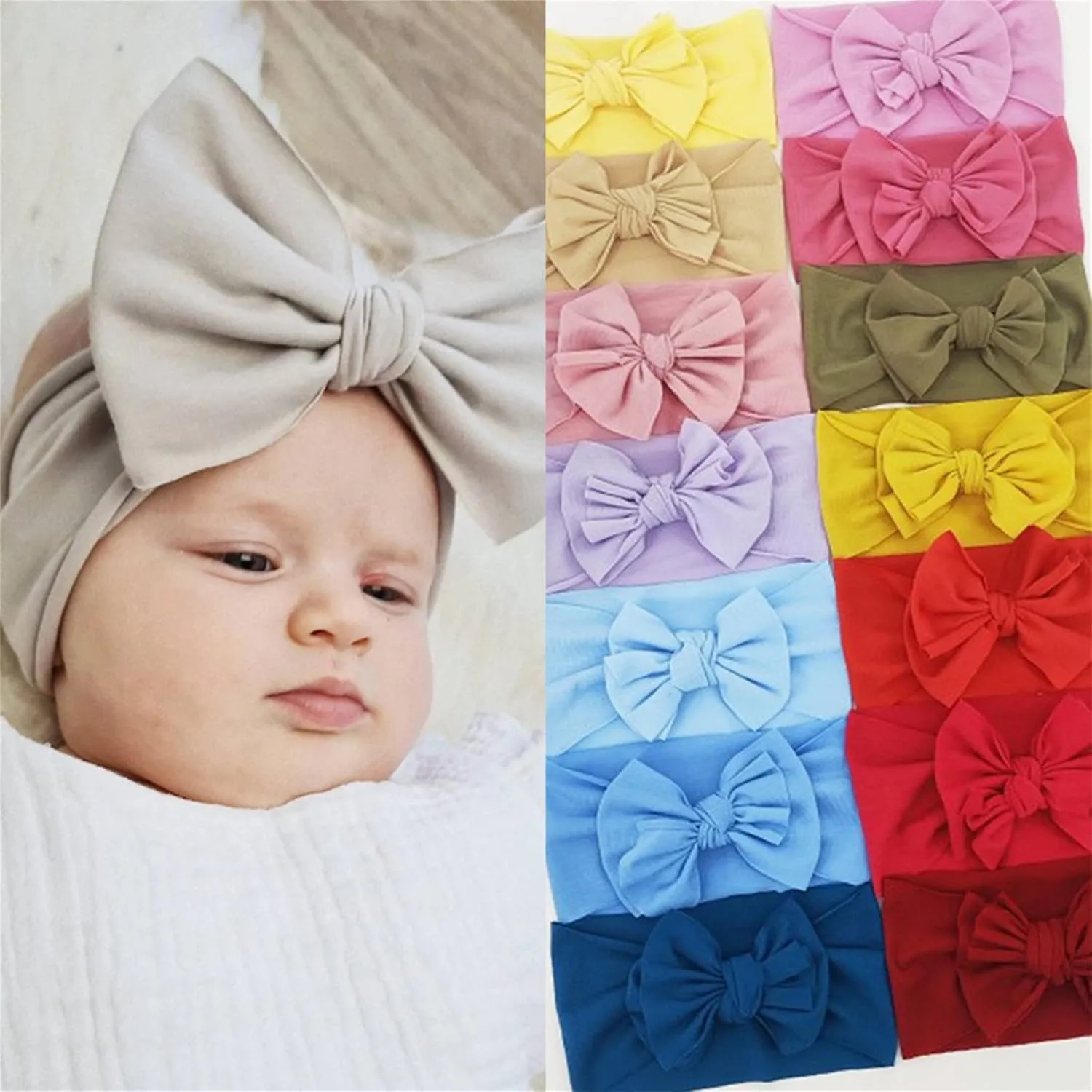 Baby Girl Bows and Headbands Elastic Baby Girl Bows and Headbands Baby Bows Toddler Cute Hair Accessories (C, One Size)