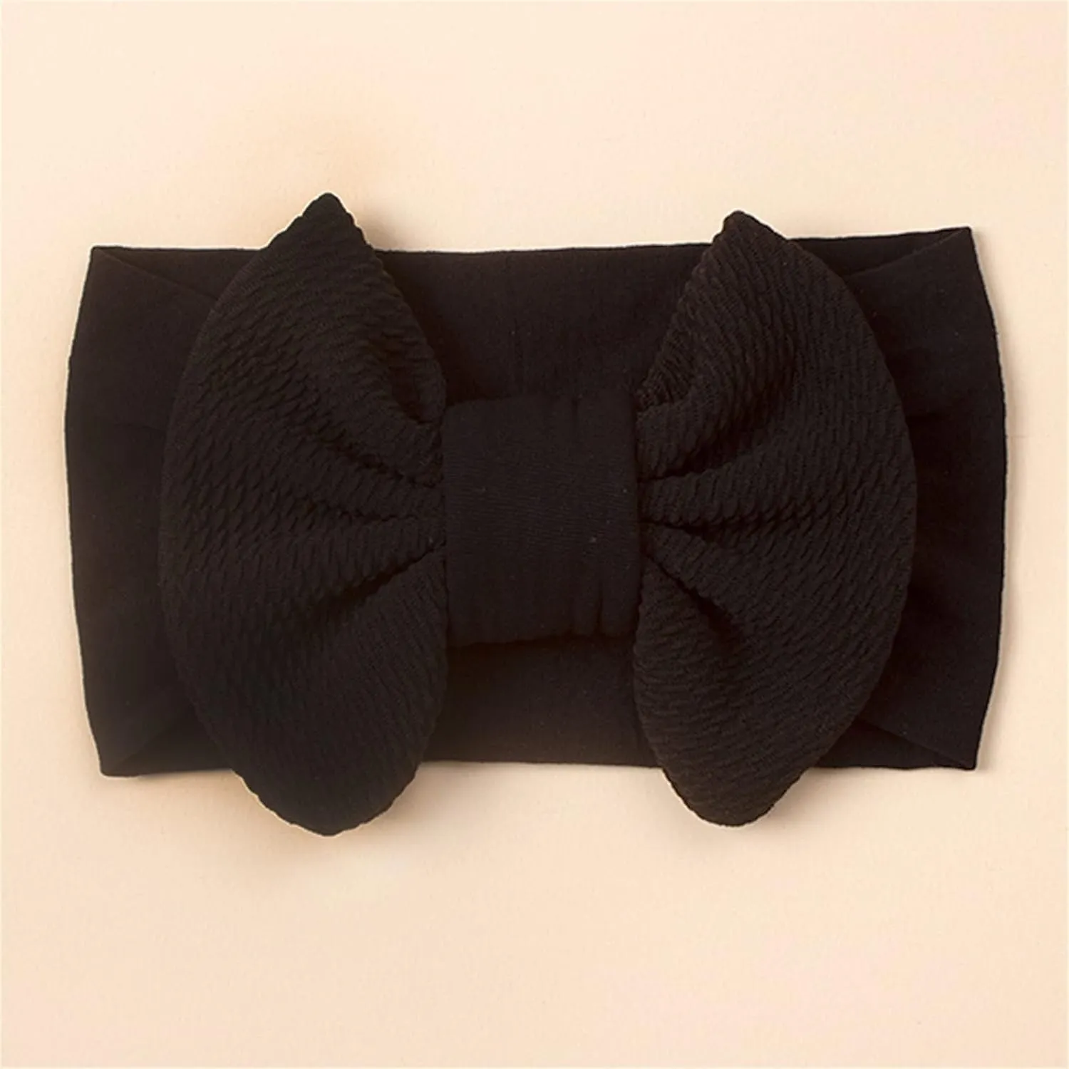 Baby Headbands Elastic Cute Bows Head Wrap Stretchy Knot Headbands with Hair Bows Hairbands Hair Bows Headbands (Black, One Size)