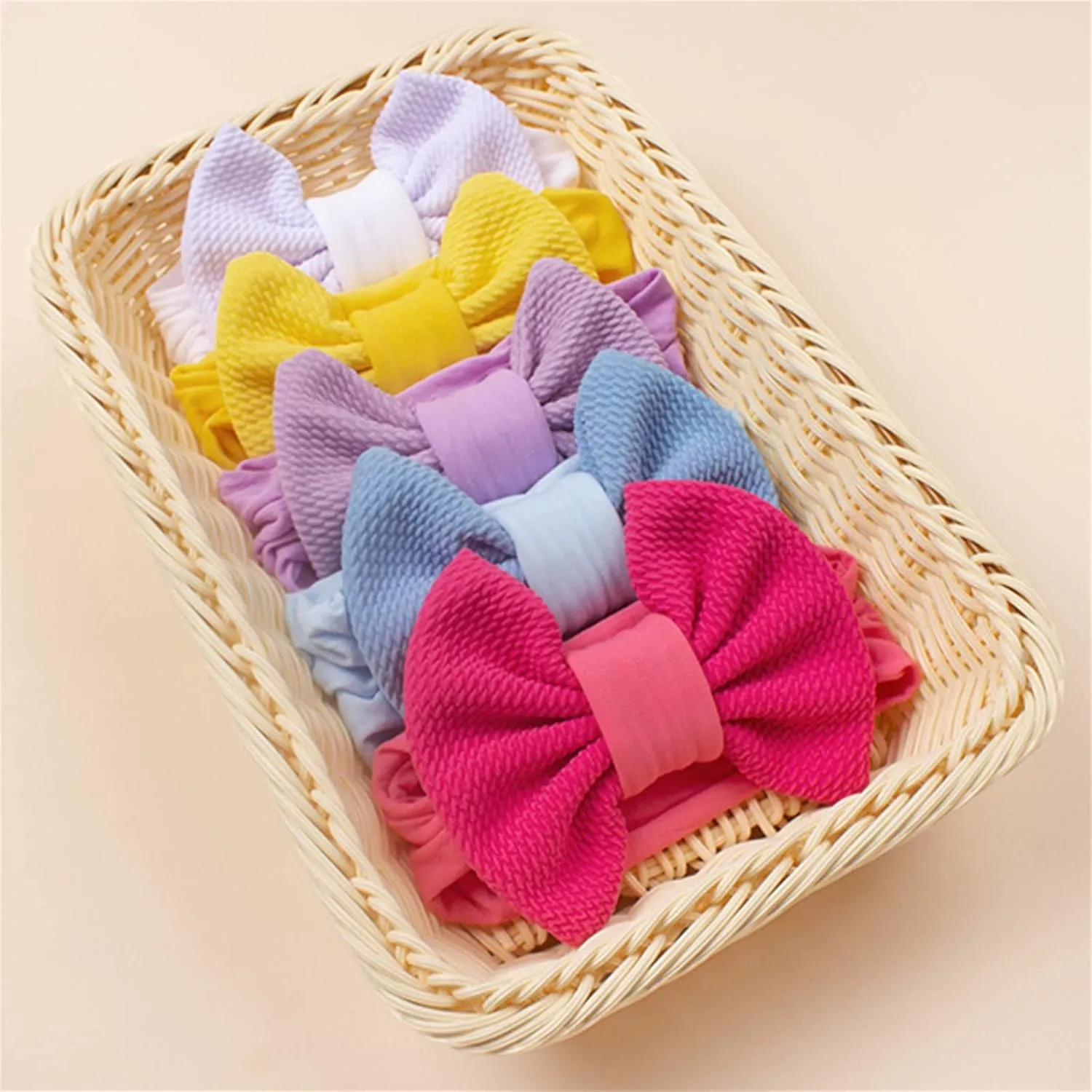 Baby Headbands Elastic Cute Bows Head Wrap Stretchy Knot Headbands with Hair Bows Hairbands Hair Bows Headbands (Black, One Size)