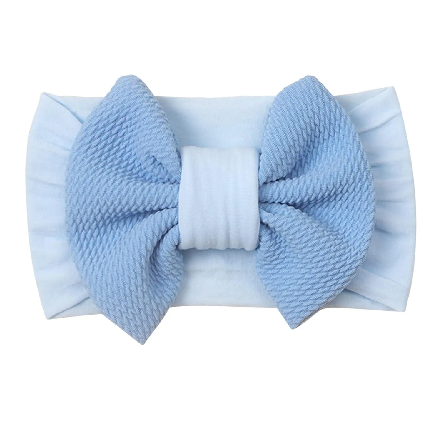 Baby Headbands Elastic Cute Bows Head Wrap Stretchy Knot Headbands with Hair Bows Hairbands Hair Bows Headbands (Blue, One Size)