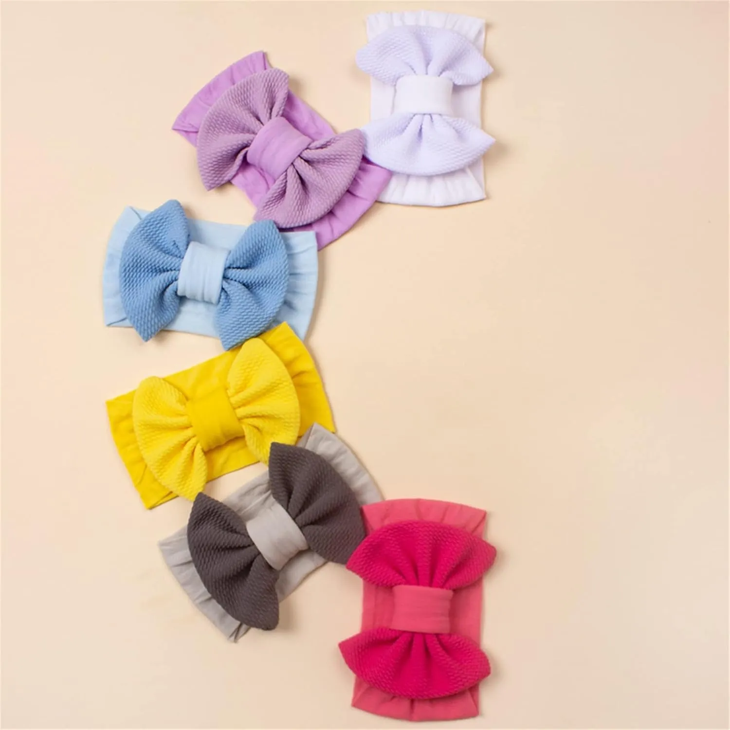 Baby Headbands Elastic Cute Bows Head Wrap Stretchy Knot Headbands with Hair Bows Hairbands Hair Bows Headbands (Blue, One Size)