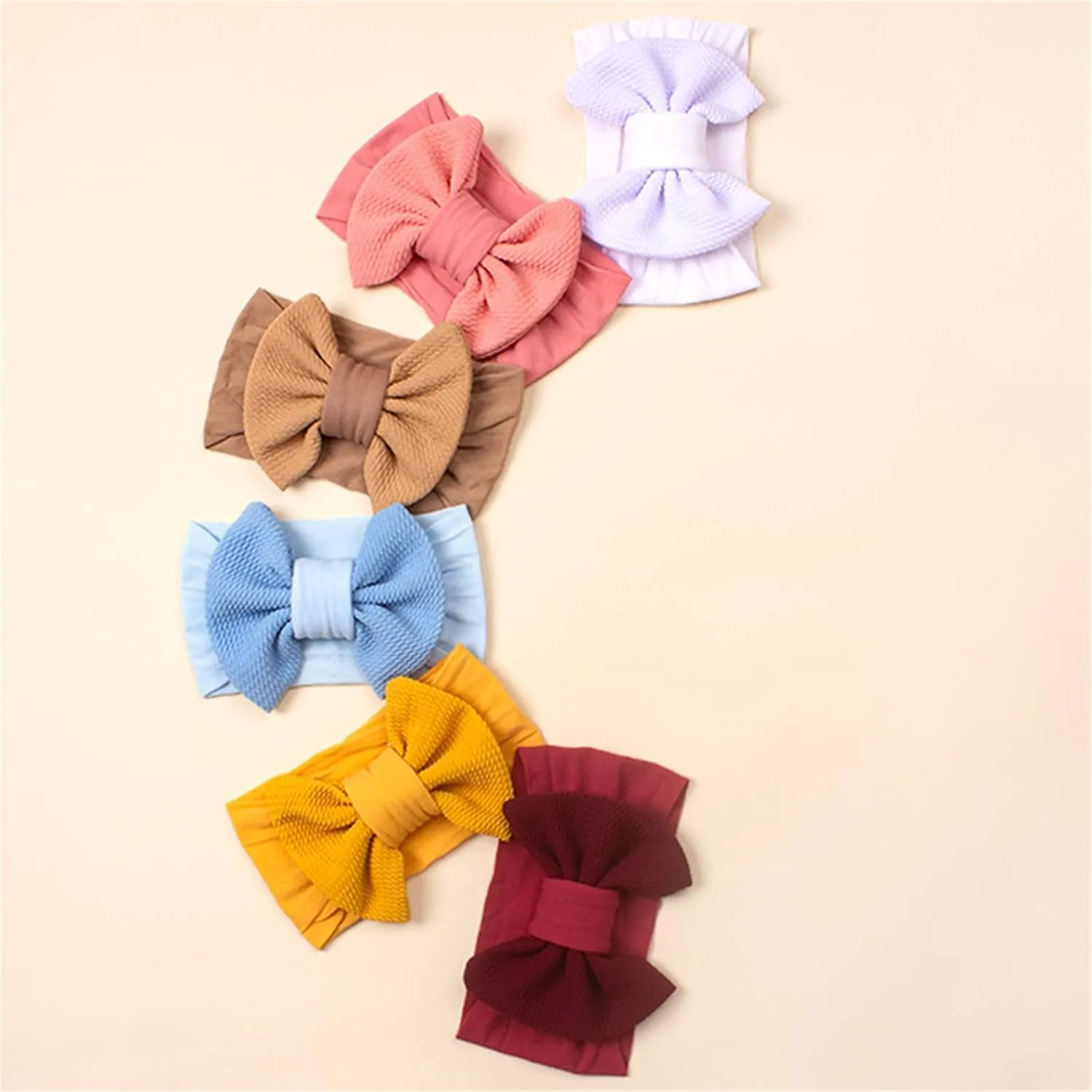 Baby Headbands Elastic Cute Bows Head Wrap Stretchy Knot Headbands with Hair Bows Hairbands Hair Bows Headbands (D, One Size)