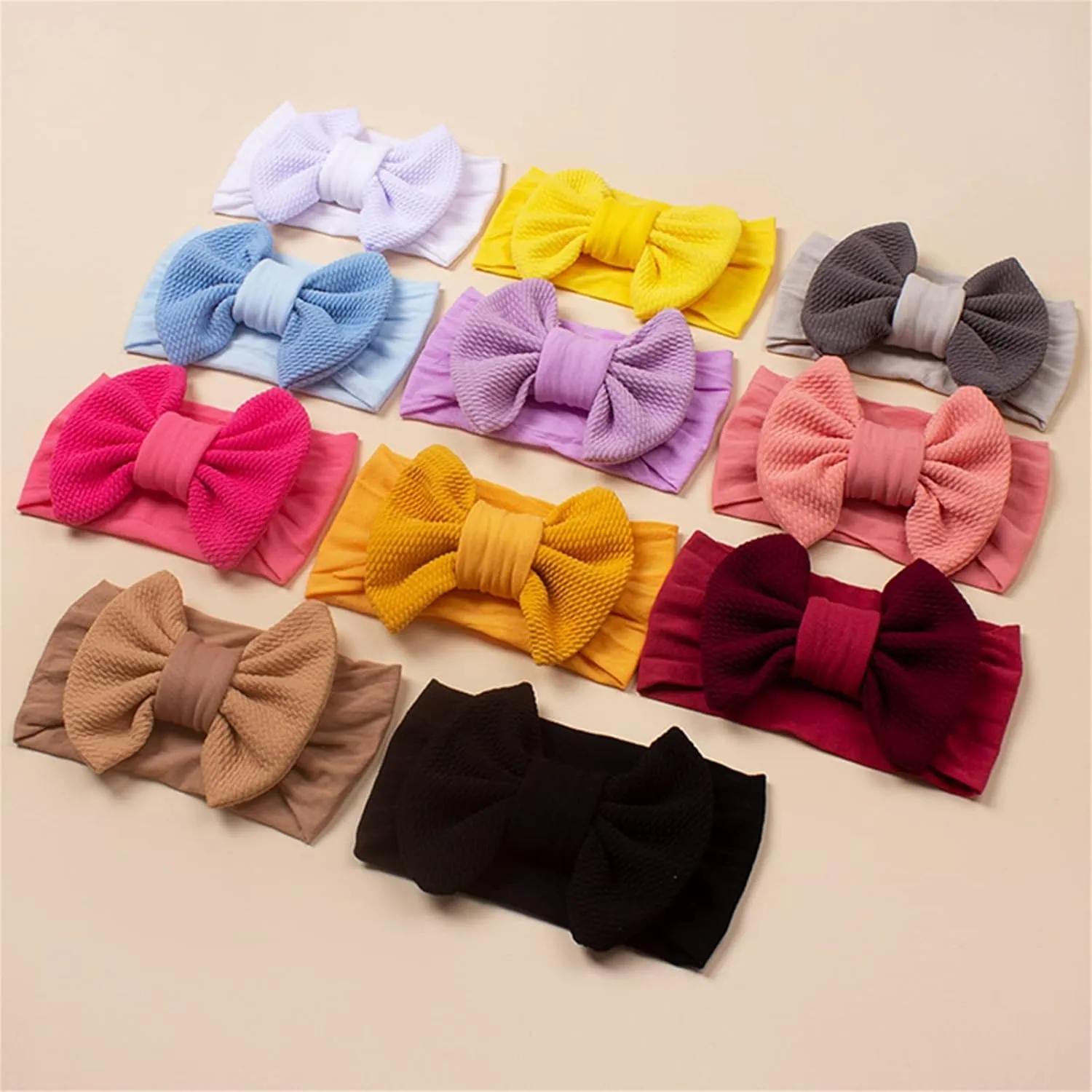 Baby Headbands Elastic Cute Bows Head Wrap Stretchy Knot Headbands with Hair Bows Hairbands Hair Bows Headbands (F, One Size)