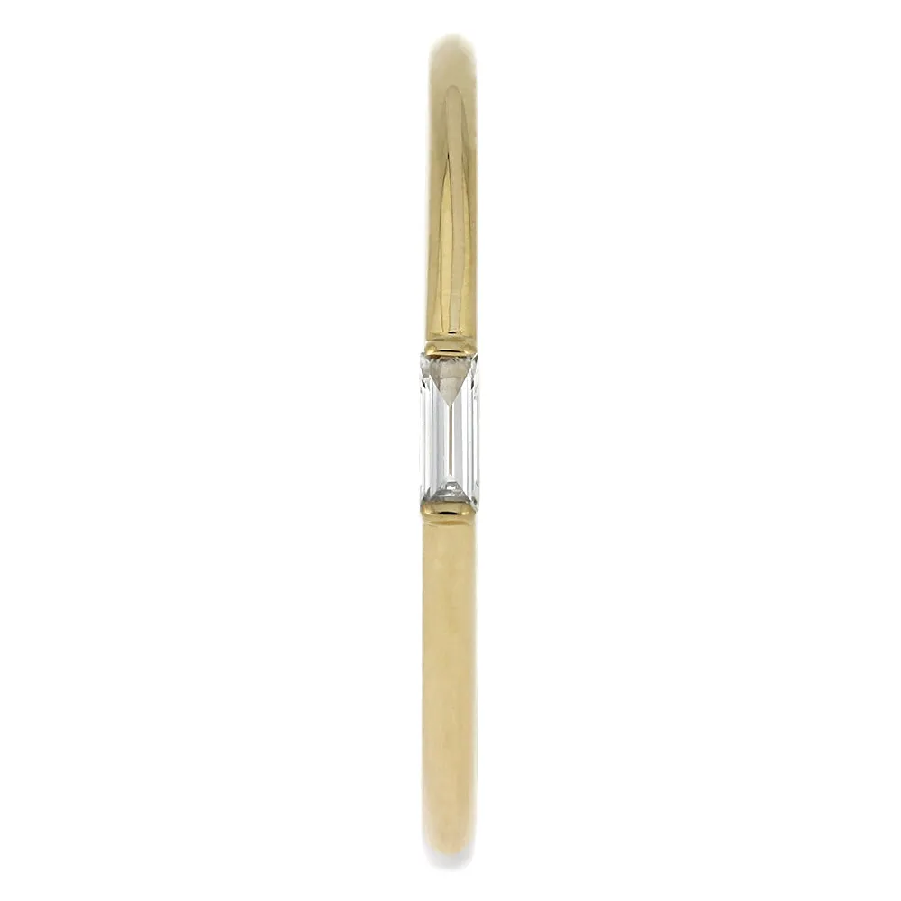 Baguette Diamond Ring in Thin Polished Gold Band