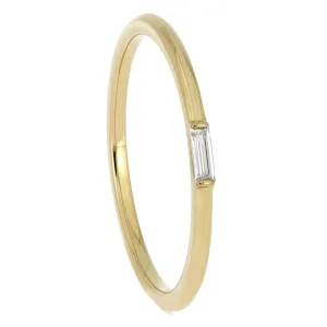 Baguette Diamond Ring in Thin Polished Gold Band