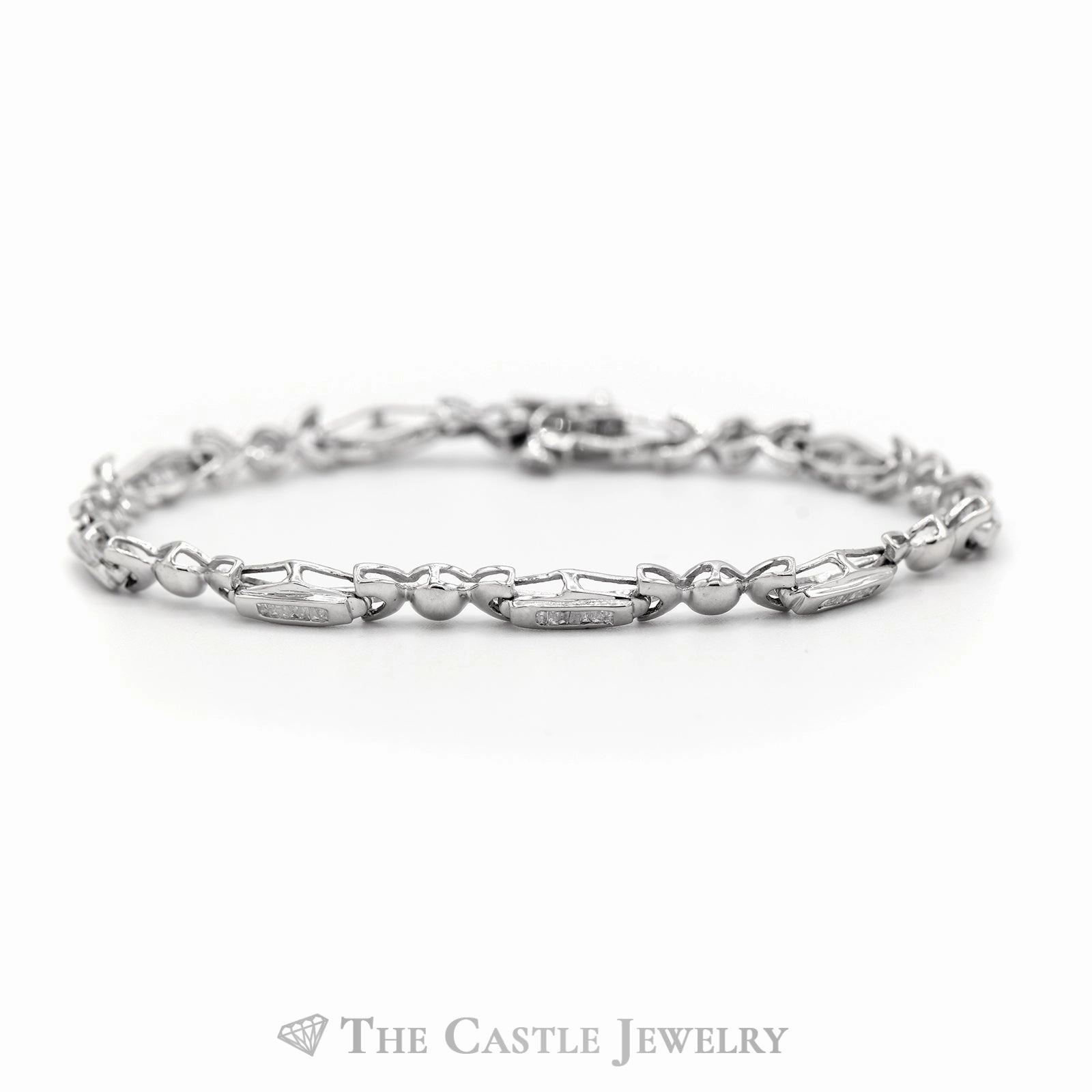 Baguette Diamond 1/2cttw Diamond Tennis Bracelet with Ball Design Accent Links Nice Touch Motivational Tokens