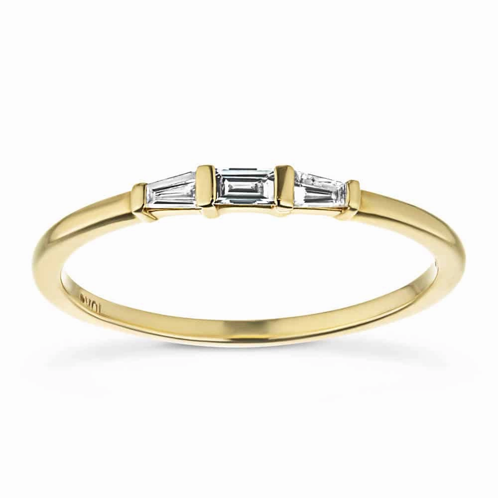 Baguette Lab Grown Diamond Three Stone Pinky Ring Unique Adornment