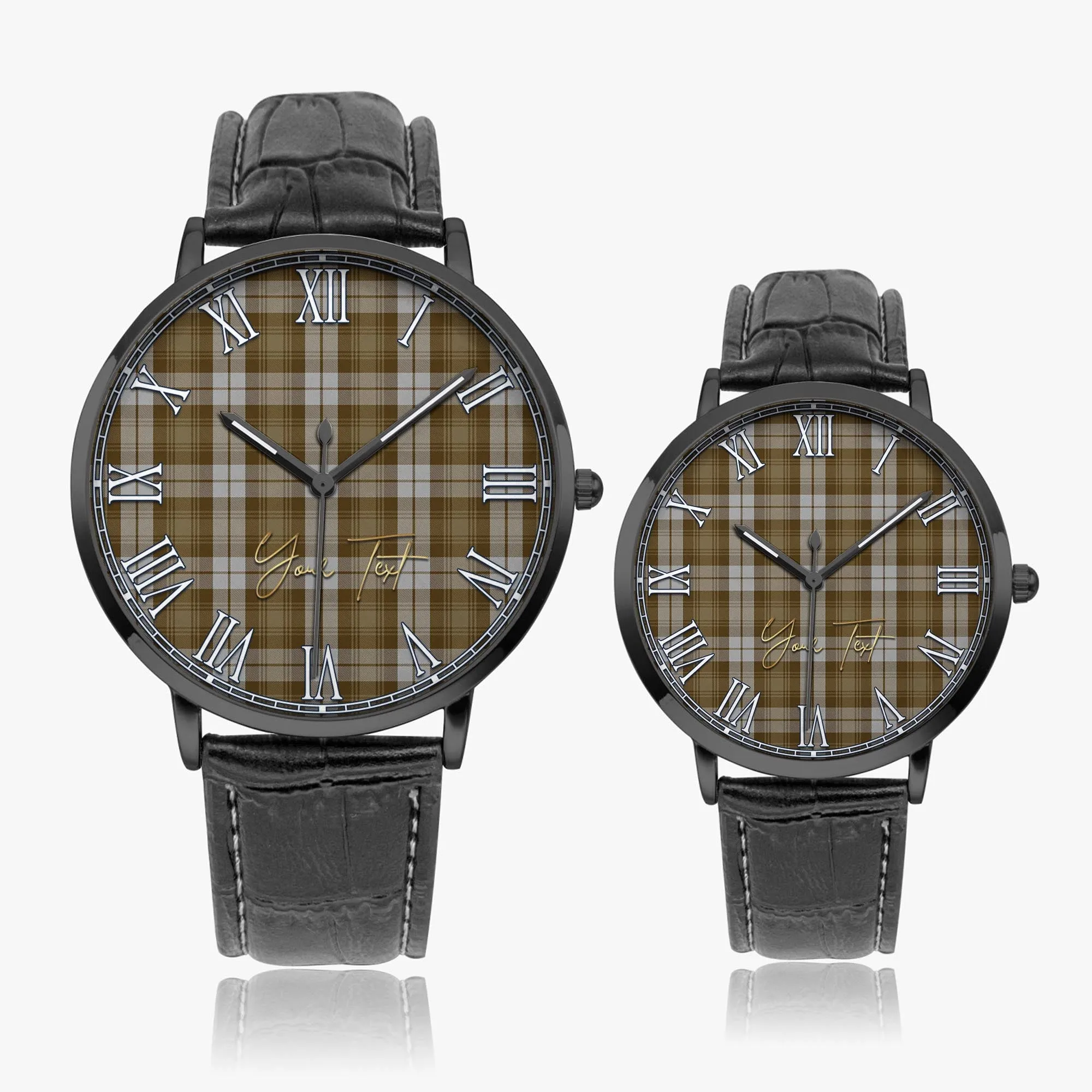 Baillie Dress Tartan Personalized Your Text Leather Trap Quartz Watch
