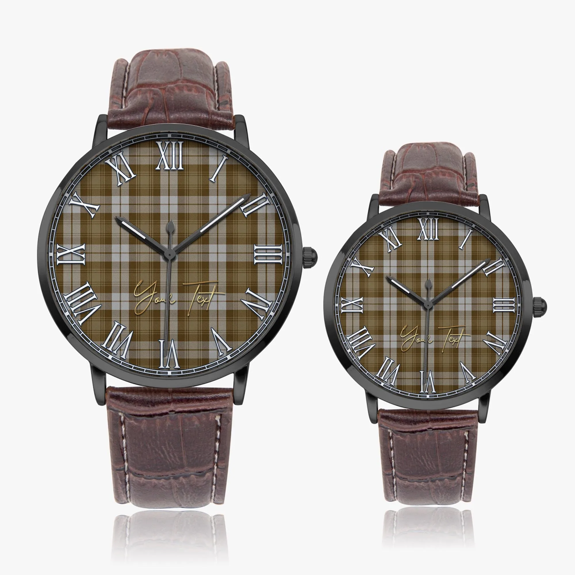 Baillie Dress Tartan Personalized Your Text Leather Trap Quartz Watch