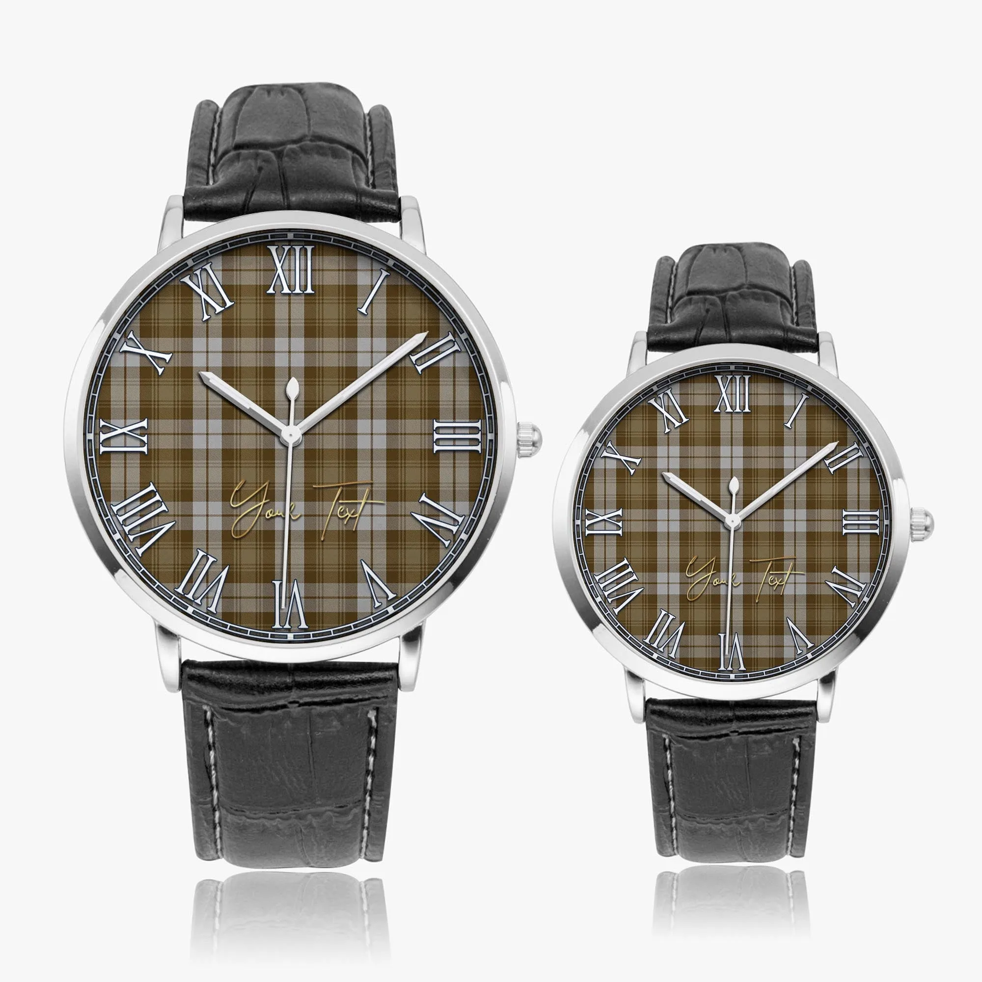 Baillie Dress Tartan Personalized Your Text Leather Trap Quartz Watch