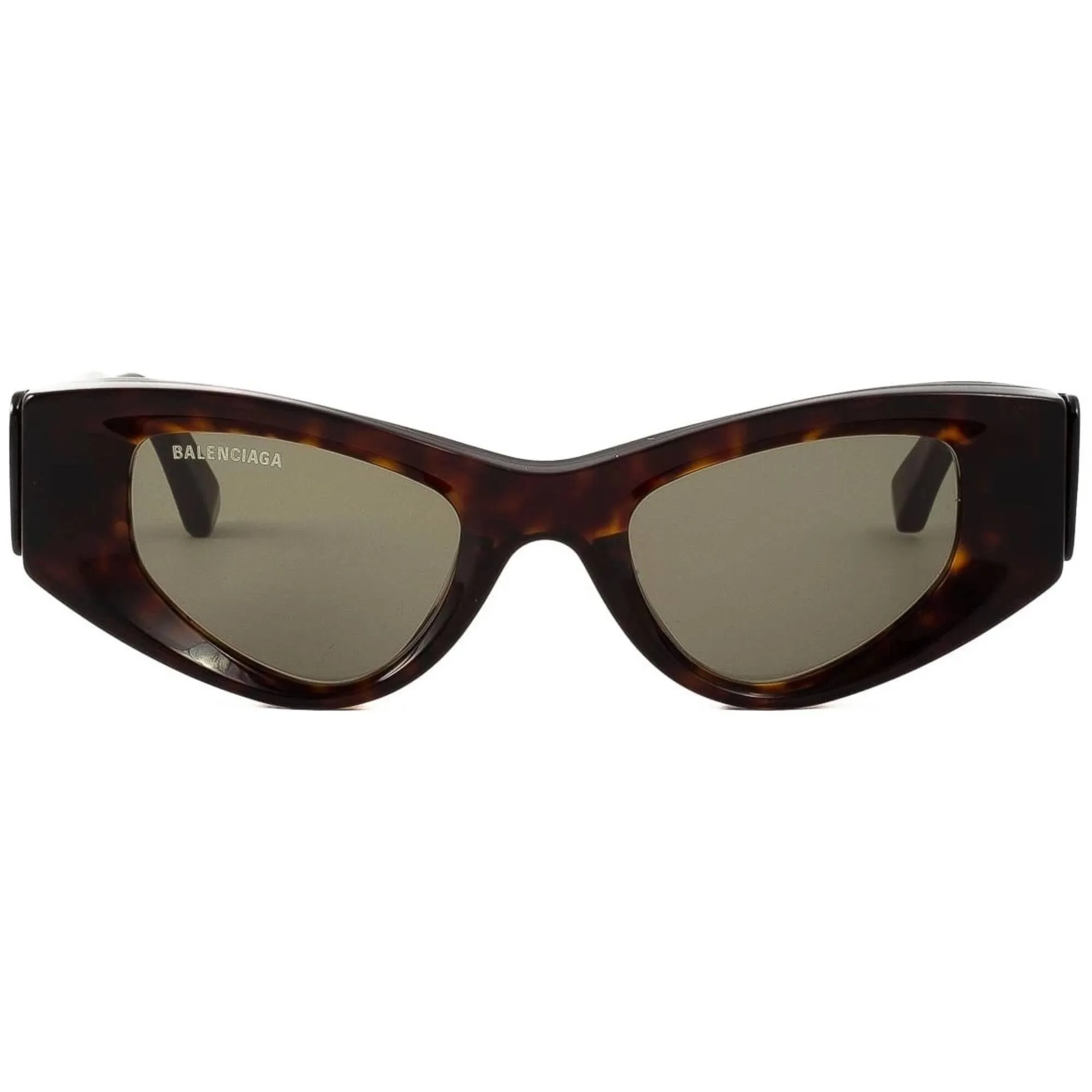 Balenciaga Women's Sunglasses - Havana Acetate Cat Eye Frame Green Lens | BB0243S 002