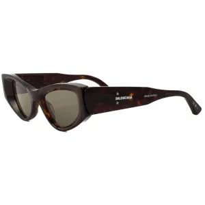 Balenciaga Women's Sunglasses - Havana Acetate Cat Eye Frame Green Lens | BB0243S 002