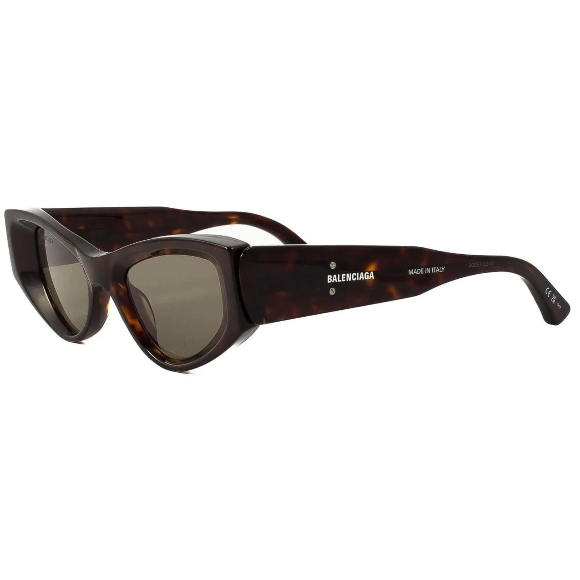 Balenciaga Women's Sunglasses - Havana Acetate Cat Eye Frame Green Lens | BB0243S 002
