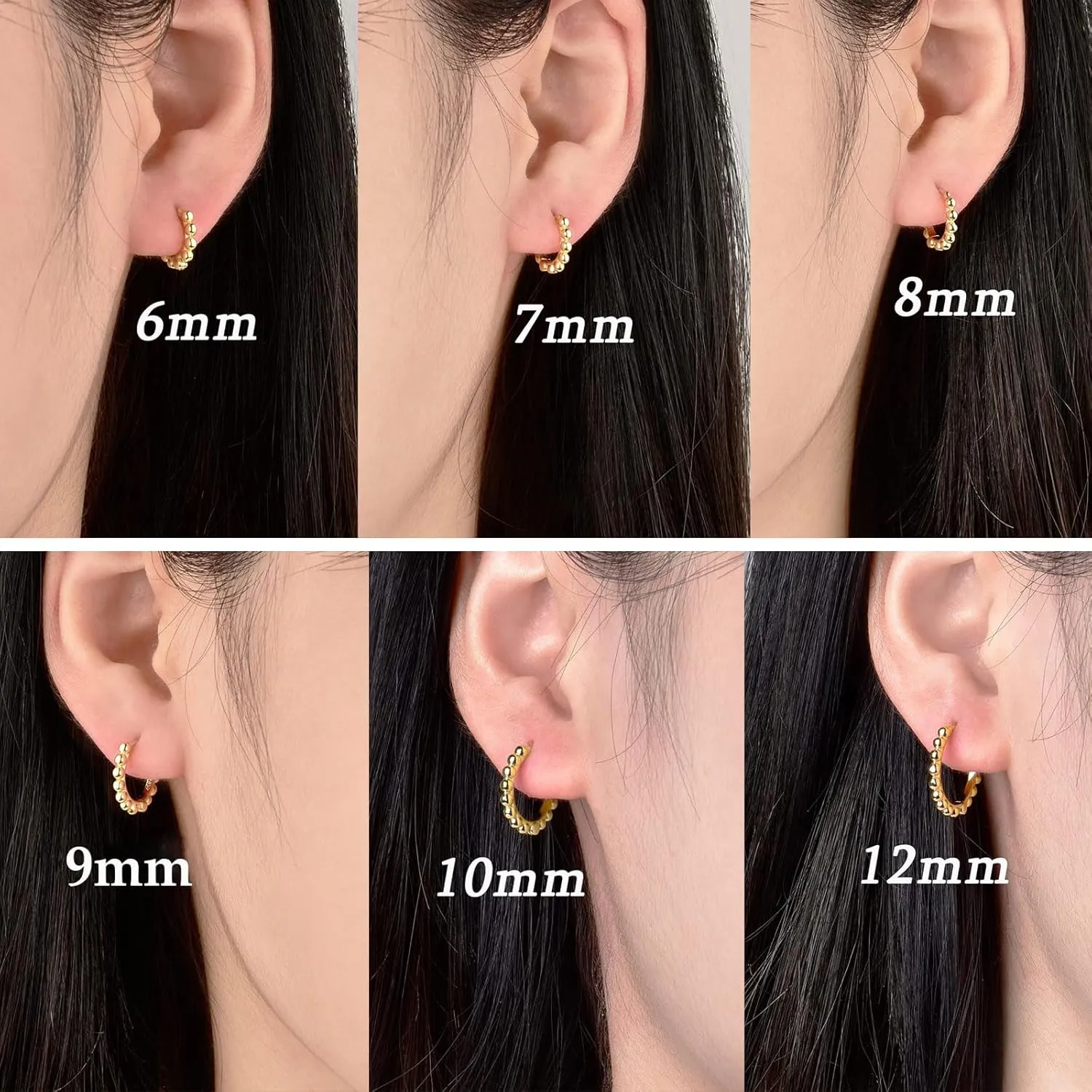 Ball Beaded Huggie Hoop Earrings 925 Sterling Silver Upper Ear Cartilage Helix Small Tiny Mini Sleeper Hoop Earrings