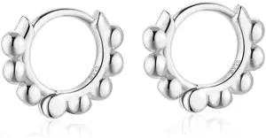 Ball Beaded Huggie Hoop Earrings Upper Ear Cartilage Helix 925 Sterling Silver Gold Small Tiny Mini 12mm 10mm 9mm 8mm 7mm 6mm Hoop Earrings