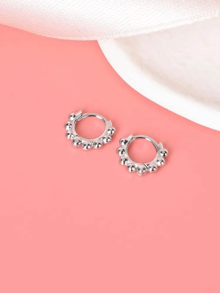 Ball Beaded Huggie Hoop Earrings Upper Ear Cartilage Helix 925 Sterling Silver Gold Small Tiny Mini 12mm 10mm 9mm 8mm 7mm 6mm Hoop Earrings