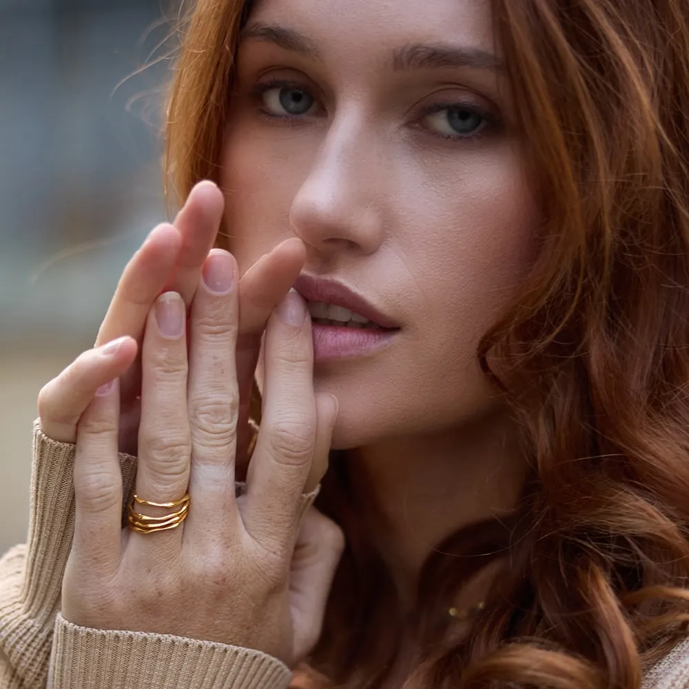 Bamboo Gold Stacking Ring (adjustable)