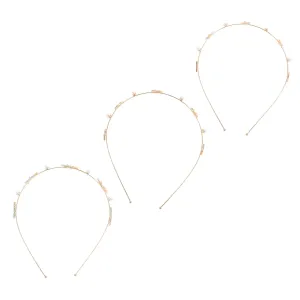 Beach Headbands for Women 3 Pack Pearl Mermaid Crown Wedding Headpiece Pearl Headband Set