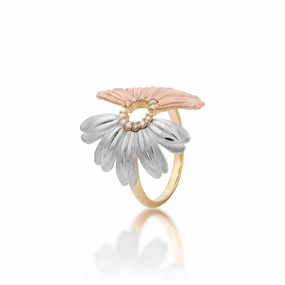Beach & Mountain Naupaka Ring in Tri Color Gold with Diamonds Elegant accessory