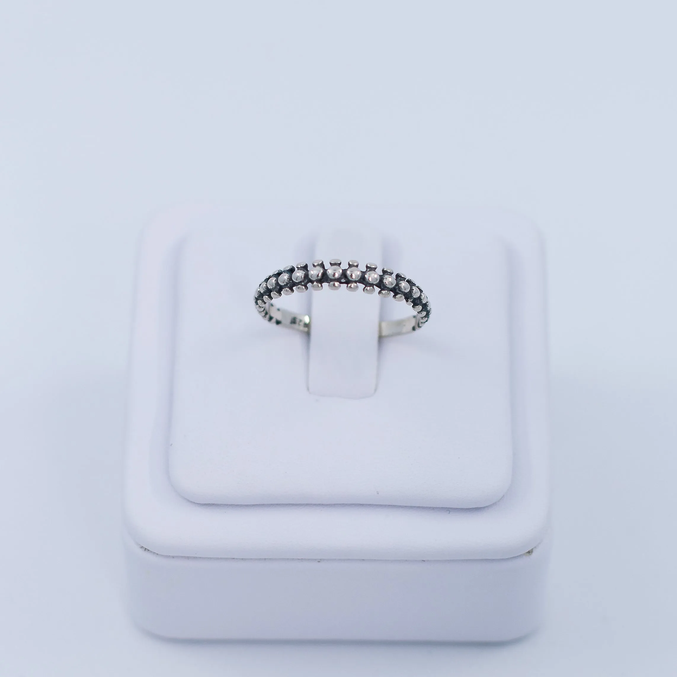 Beaded silver ring