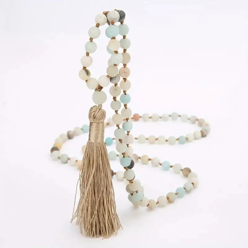 Beaded Tassel Long Necklace