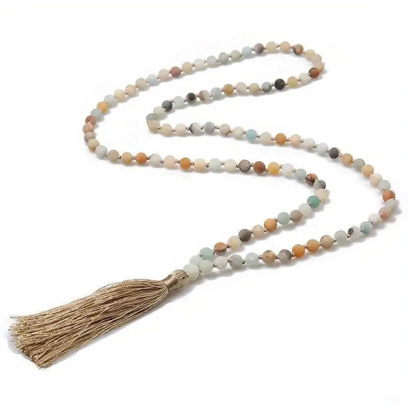 Beaded Tassel Long Necklace