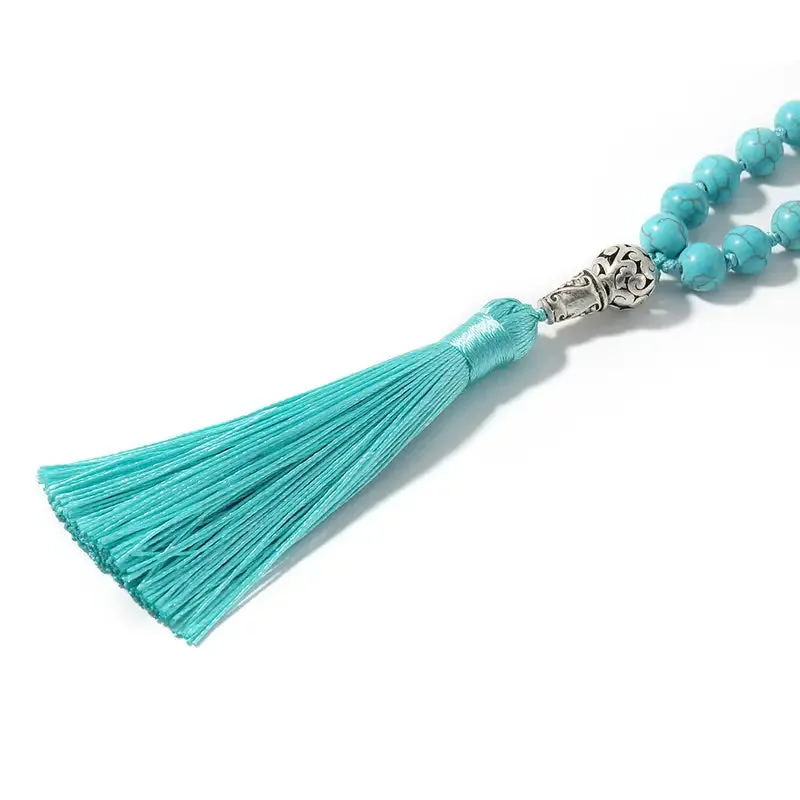Beaded Tassel Long Necklace