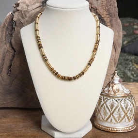 Stylish Ornament Urban Highlight Beaded Toggle Necklace ?C Natural Stone & Gold-Tone Rondelle Beads