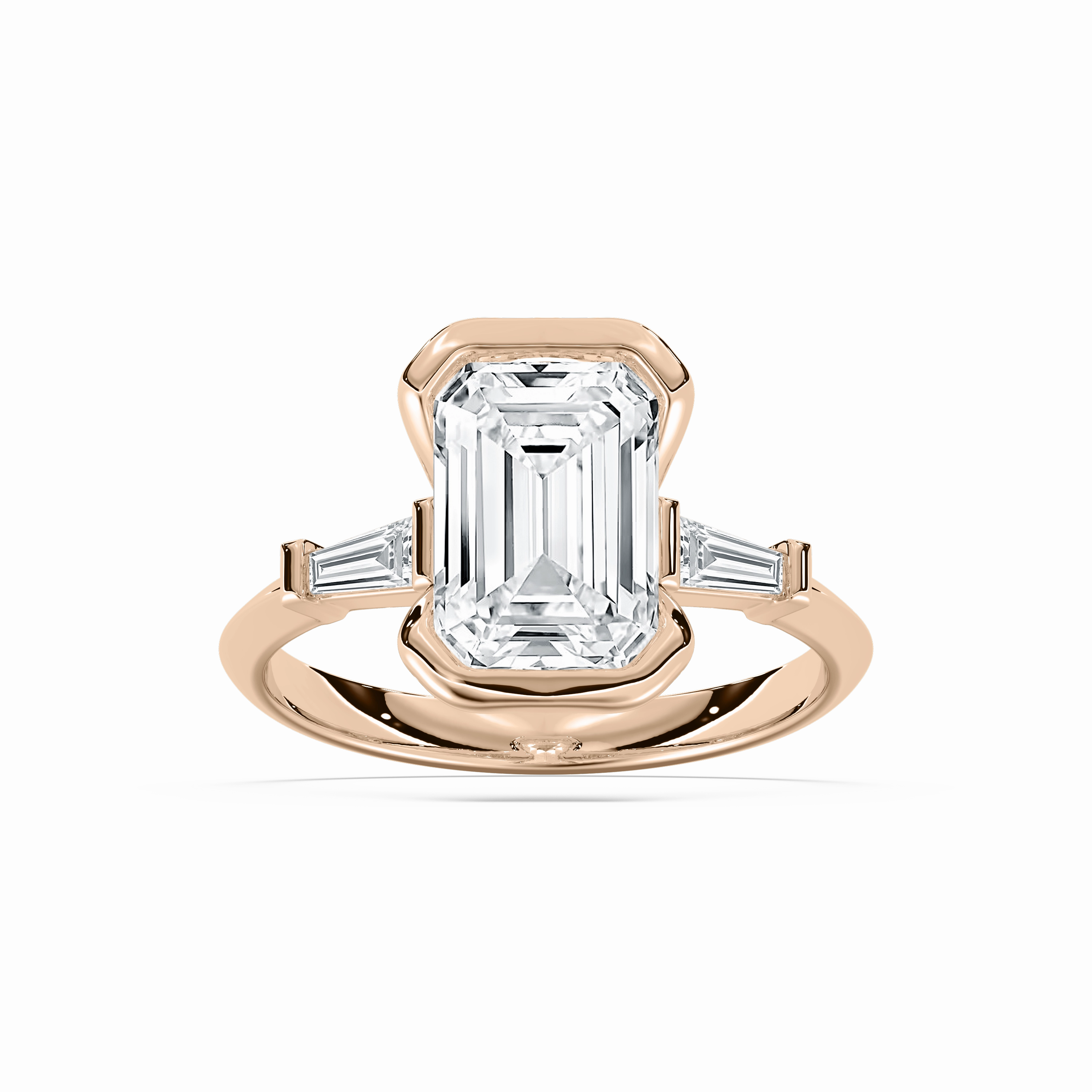 Daily Gift Beatrice 2 1?? ctw Emerald Lab Grown Diamond Open Bezel Three Stone Engagement Ring