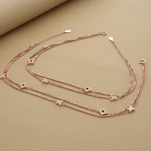 Beautiful Twin Layer Rose Gold Polish Silver Anklet
