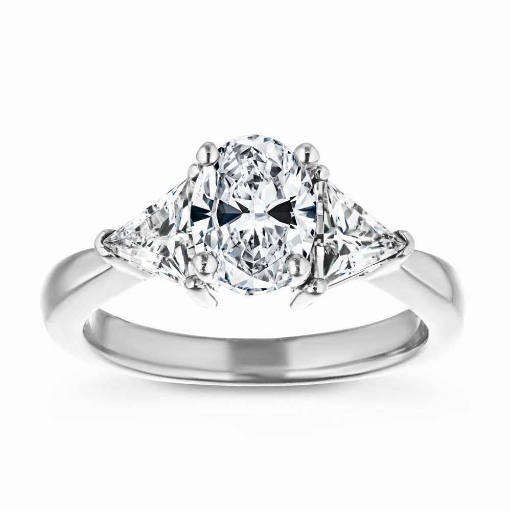 Selma Lab Grown Diamond Trillion Three Stone Engagement Ring Statement Spark