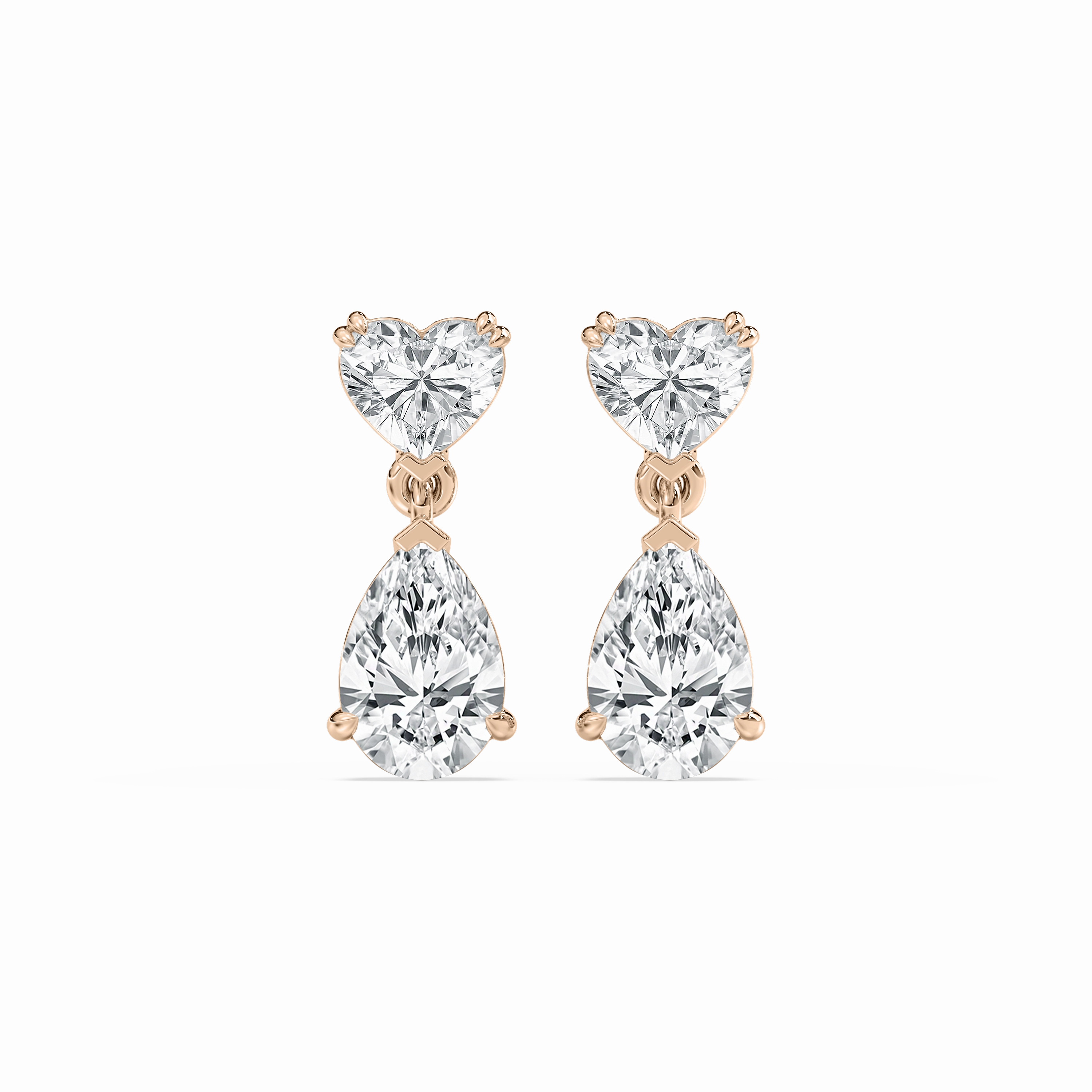 3 ctw Heart and Pear Lab Grown Diamond Drop Earrings Vintage Must-Have Dainty Embellishment