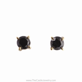 Sophisticated option Beautiful Round Black Diamond 1.50cttw Stud Earrings in 14K Yellow Gold
