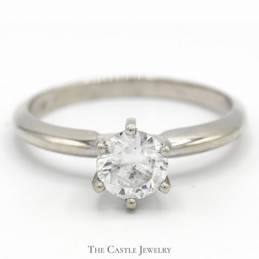 1.02ct Diamond Solitaire Engagement Ring in 14k White Gold - I1 H Alkali resistant Affordable Item