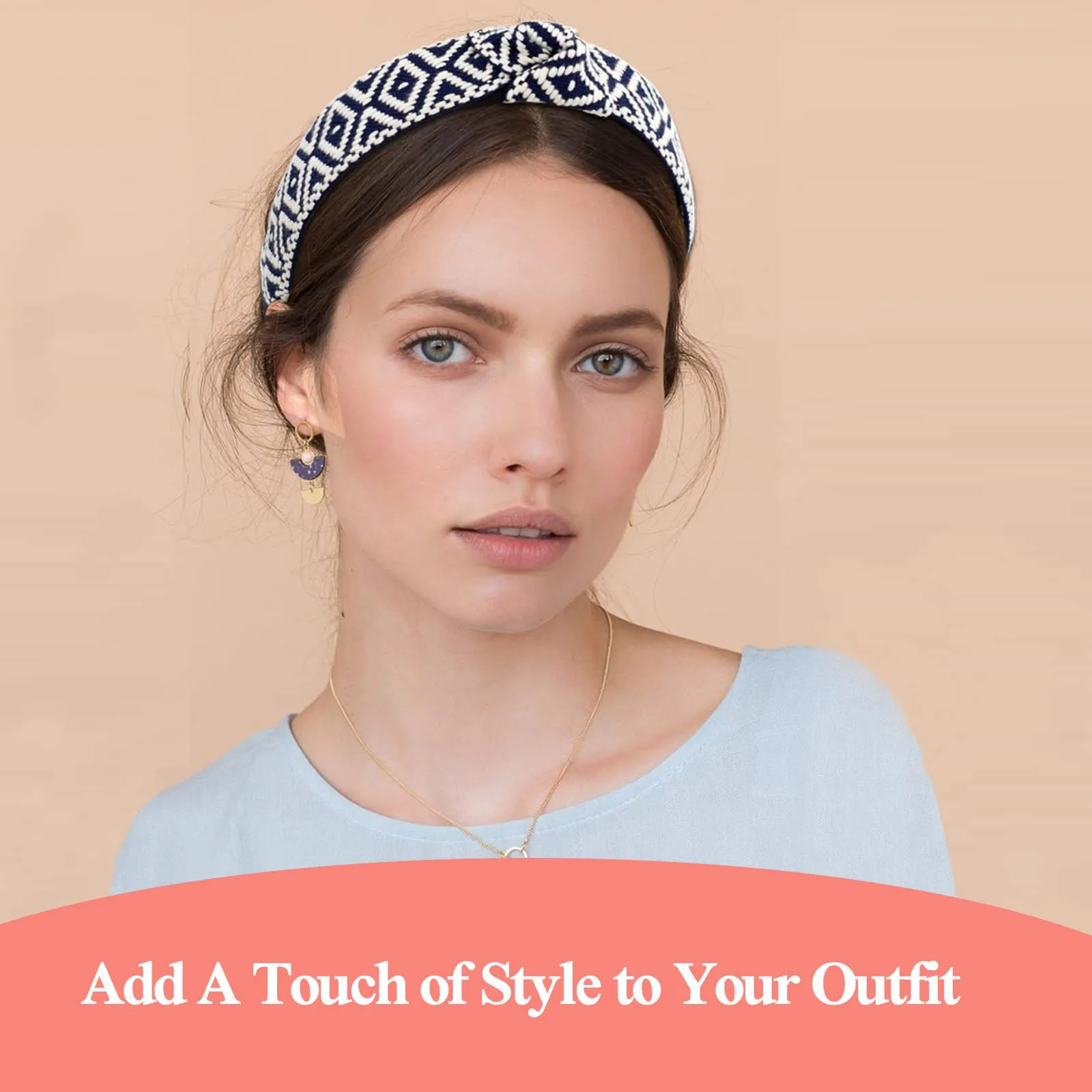 BEGOOD Boho Knotted Headband - Braided Wide Top Knot Hairband for Girls and Women, Fashion Head Bands Hair Accessories 2Pcs
