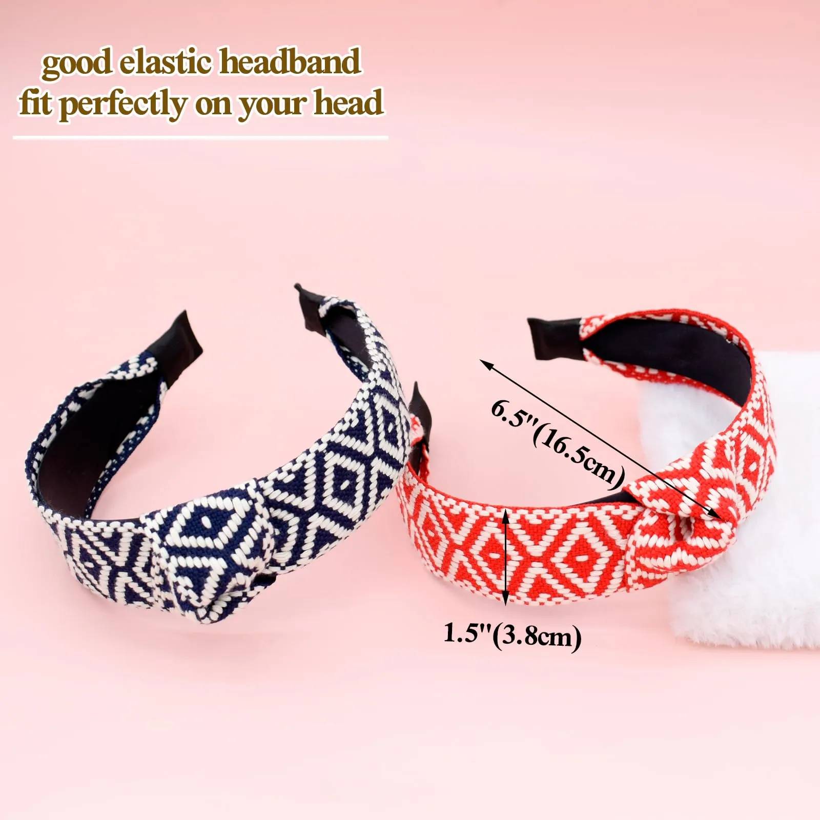 BEGOOD Boho Knotted Headband - Braided Wide Top Knot Hairband for Girls and Women, Fashion Head Bands Hair Accessories 2Pcs