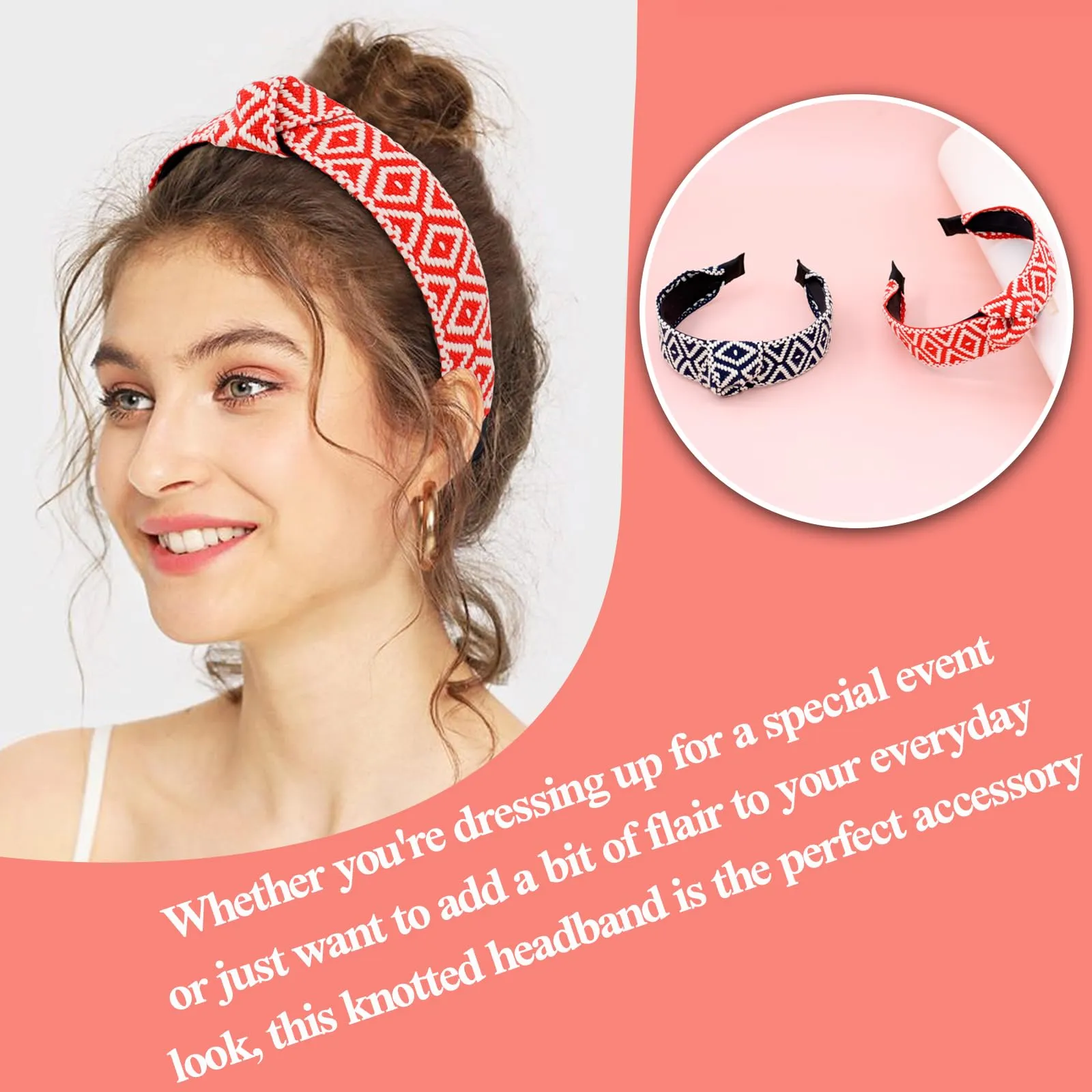 BEGOOD Boho Knotted Headband - Braided Wide Top Knot Hairband for Girls and Women, Fashion Head Bands Hair Accessories 2Pcs