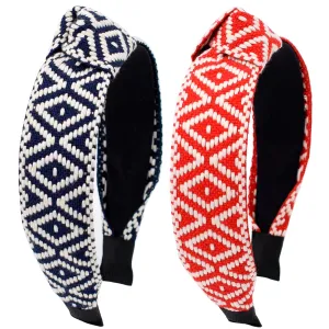 BEGOOD Boho Knotted Headband - Braided Wide Top Knot Hairband for Girls and Women, Fashion Head Bands Hair Accessories 2Pcs