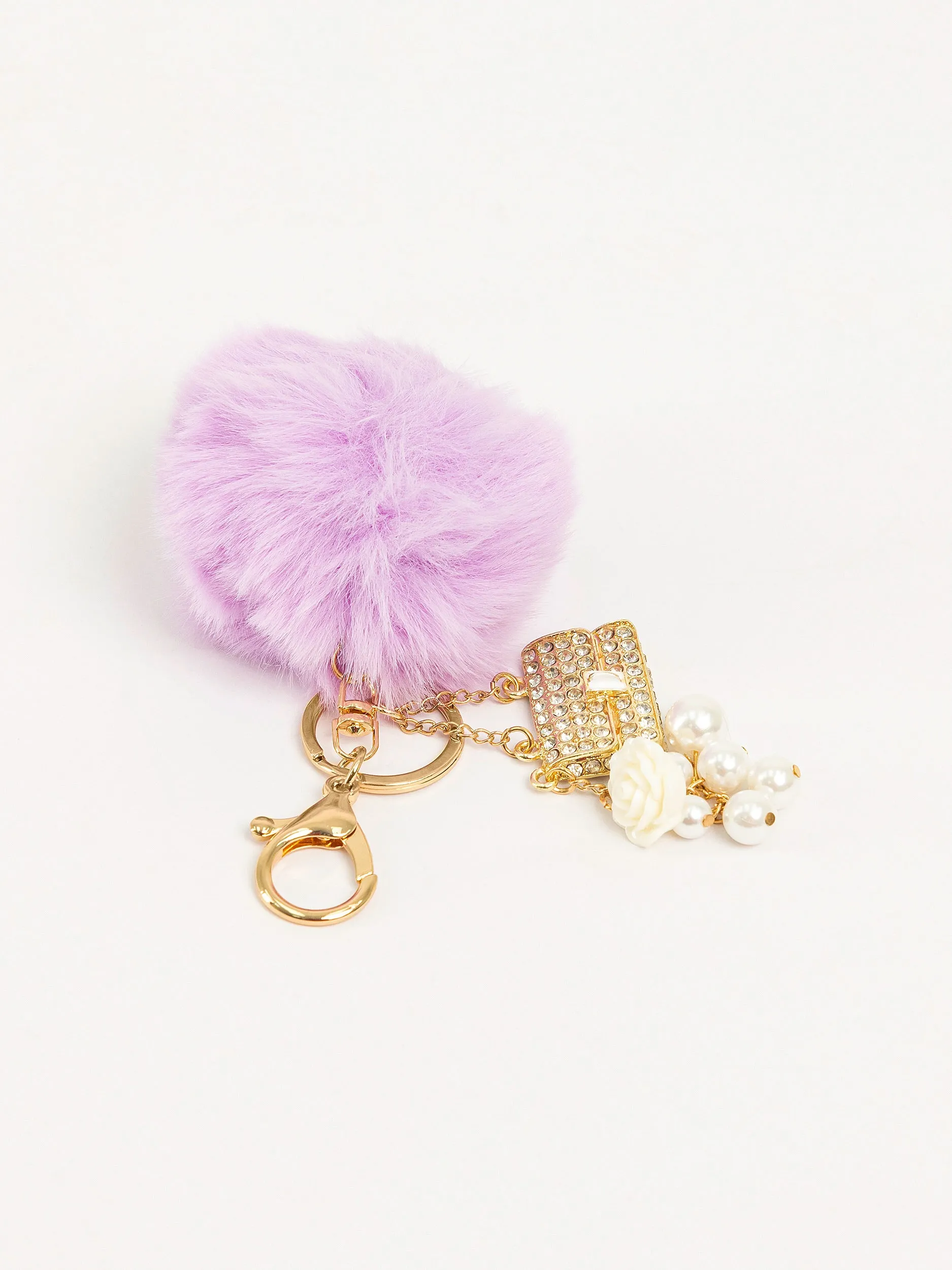 Bejeweled Pompom Keychain