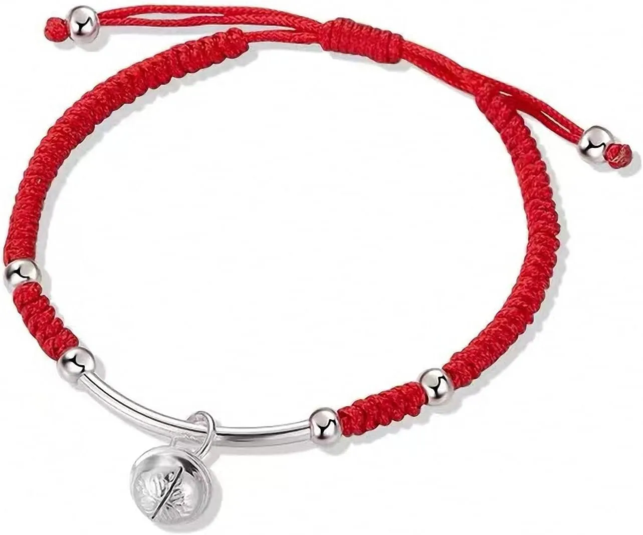 Bell Bracelets for Women,Protection Bracelet for Women Men 925 Sterling Silver Bell Charm Red String Handmade Bracelets Bangles Adjustable Jewelry Gifts