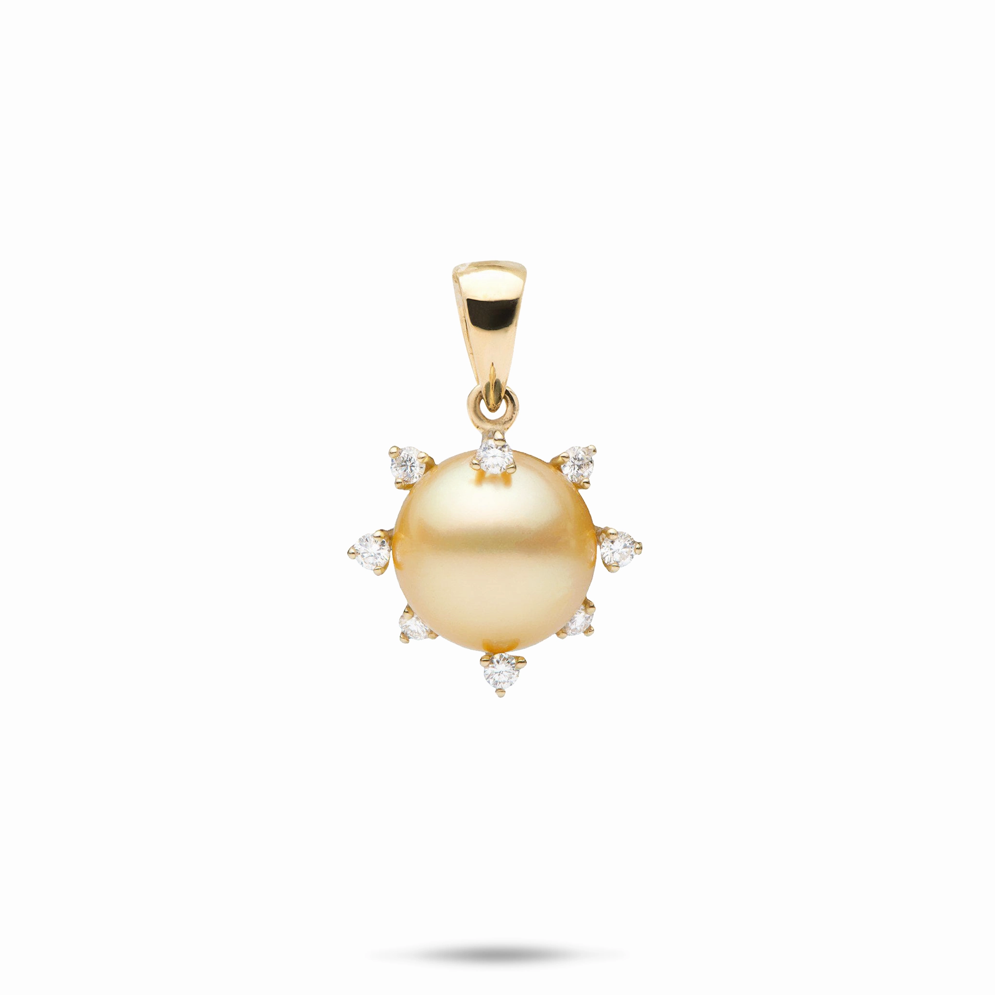 Protea South Sea Gold Pearl Pendant in Gold with Diamonds - 10-11mm Distinctive Finish