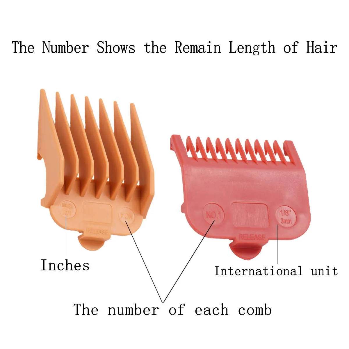BESTBOMG 10 Color Professional Hair Clipper Guide Combs, Replacement Guards Set, Attachment Guide Combs, Great Fits for Many Clippers/Trimmers A 10color