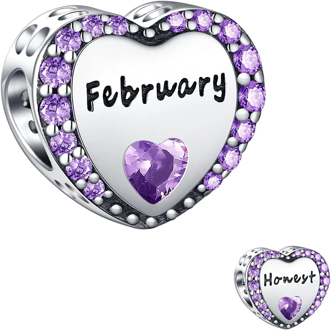 BETTY&SARAH Birthstone Charms for Charms Bracelet 925 Sterling Silver Love Heart Beads Charms Happy Birthday Mothers Day Jewelry Gifts Charms for Women