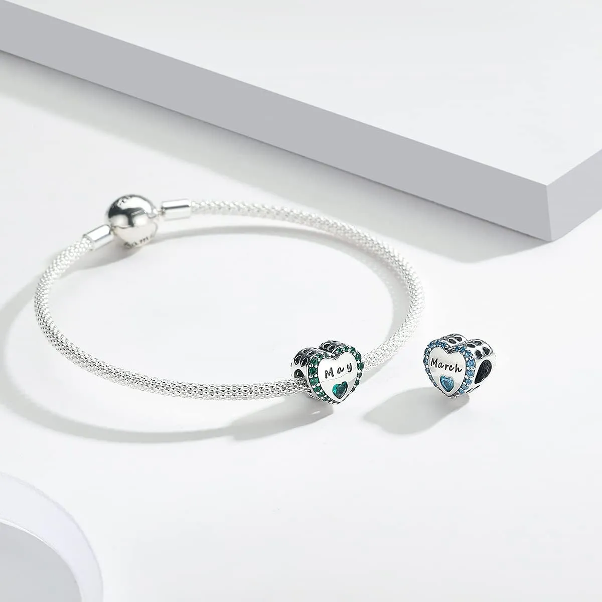 BETTY&SARAH Birthstone Charms for Charms Bracelet 925 Sterling Silver Love Heart Beads Charms Happy Birthday Mothers Day Jewelry Gifts Charms for Women