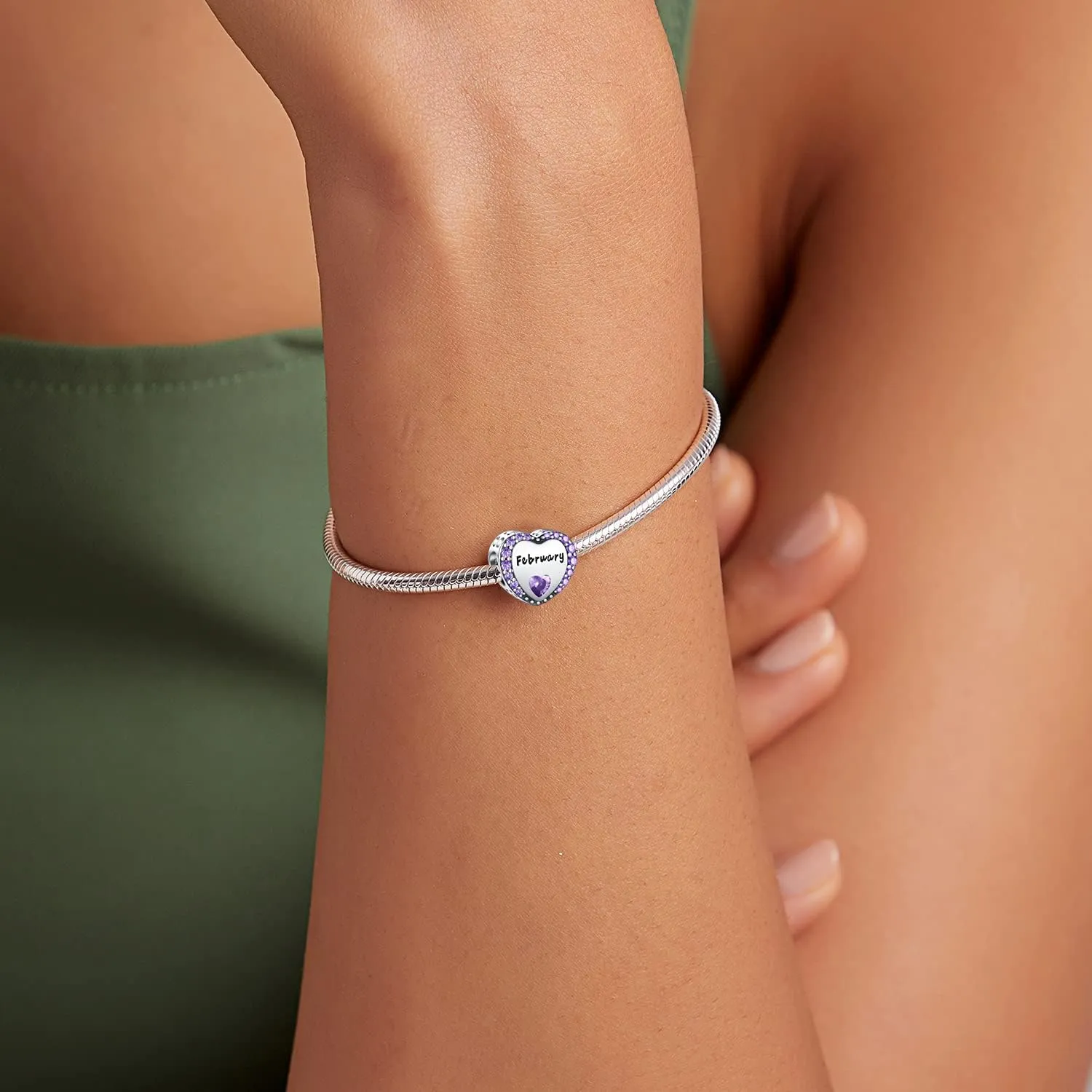 BETTY&SARAH Birthstone Charms for Charms Bracelet 925 Sterling Silver Love Heart Beads Charms Happy Birthday Mothers Day Jewelry Gifts Charms for Women