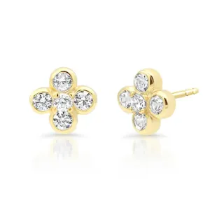 Bezel Set Cluster Earrings