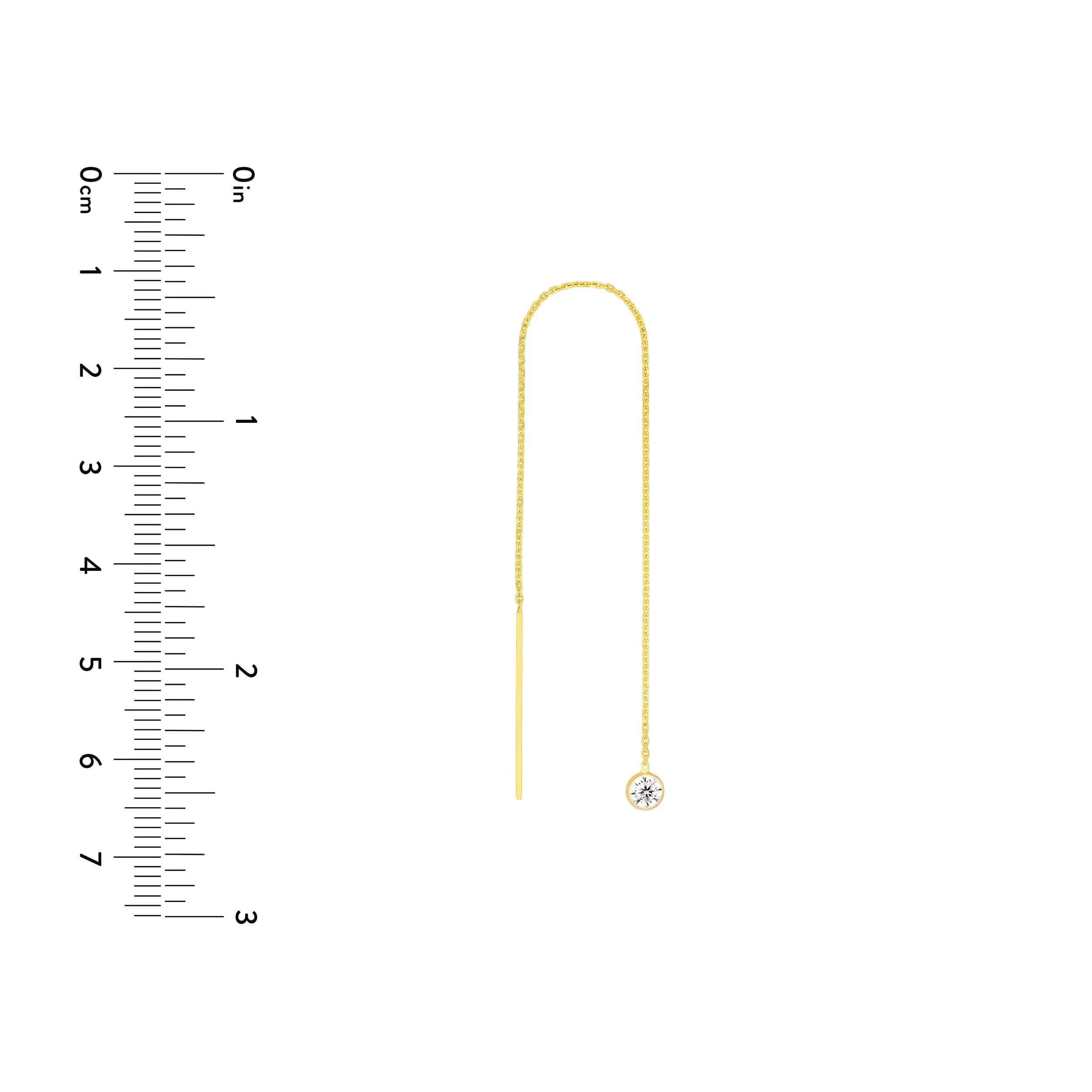 Bezel Set CZ Threader Earrings