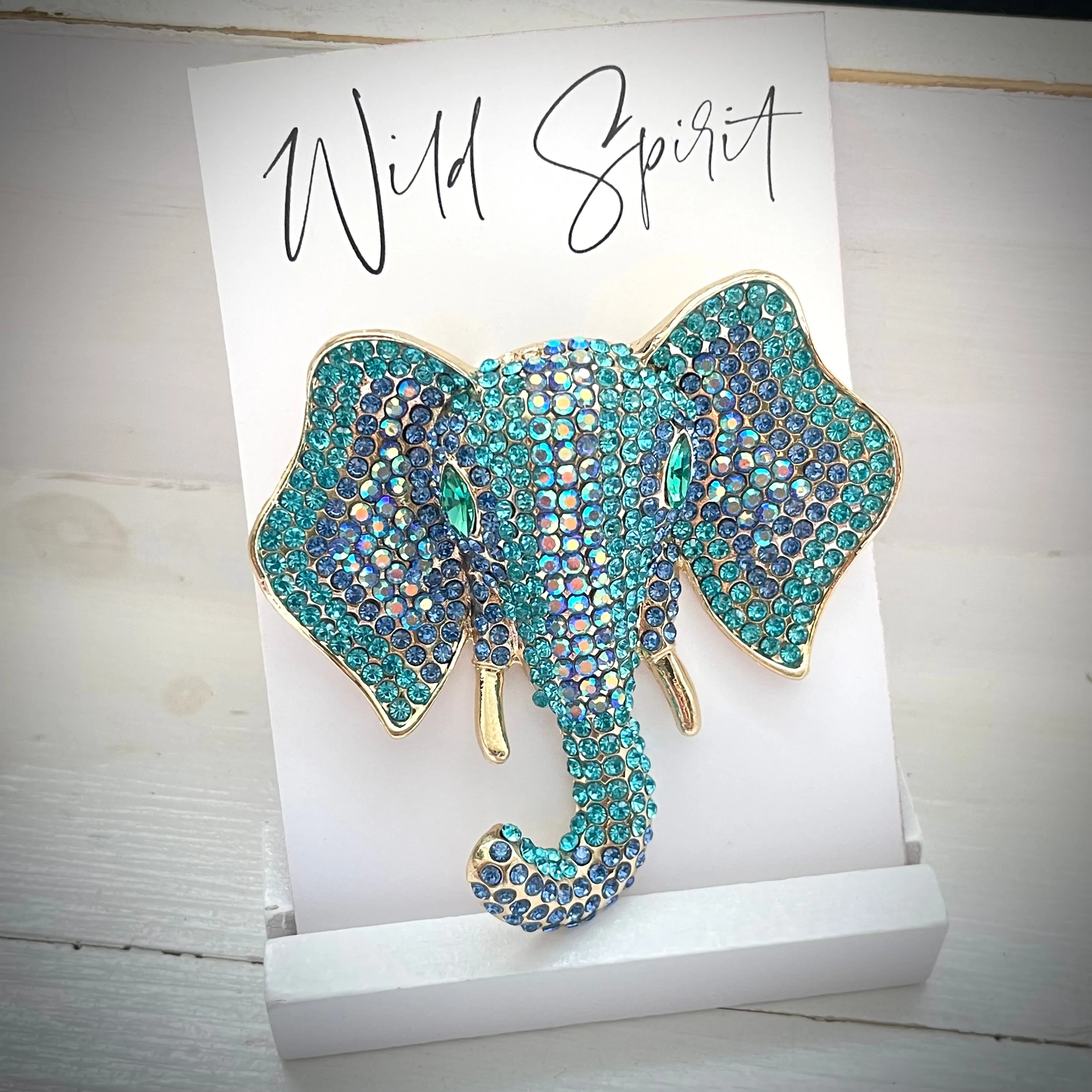 Big Blue Elephant Brooch
